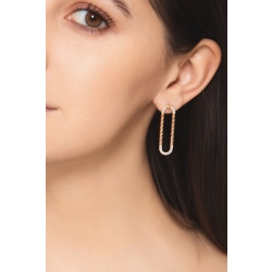 Geometric oval earrings with diamonds in 18kt rose gold 2
