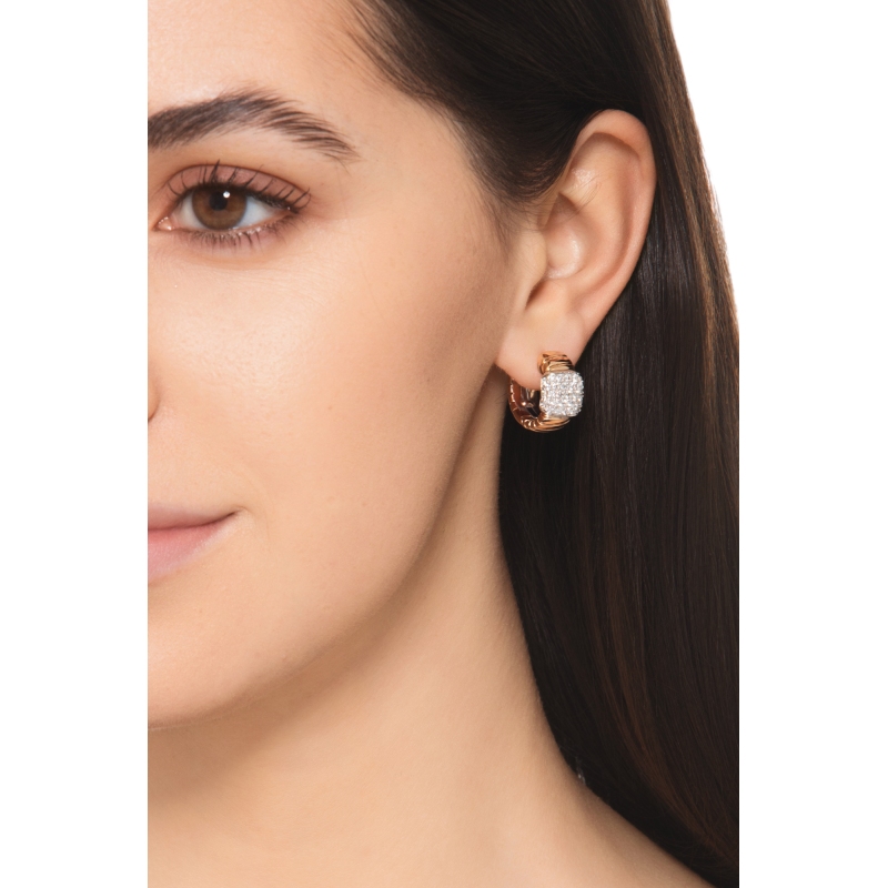 Tubogas oval earrings with diamonds in 18kt rose gold