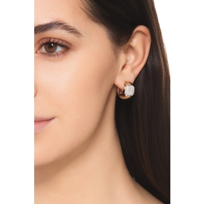 Tubogas oval earrings with diamonds in 18kt rose gold