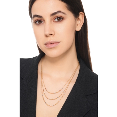 18k white, yellow and rose gold three strand necklace
