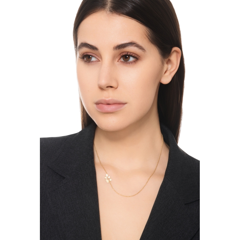Necklace in yellow gold 18k with leaf