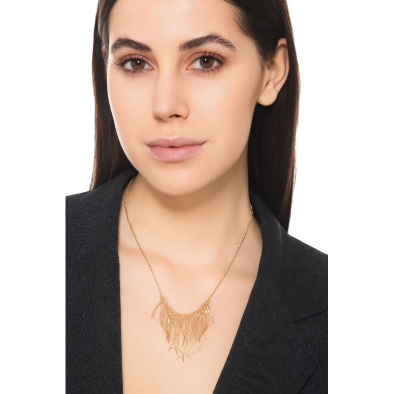 Beaded bohemian necklace in 18kt yellow gold