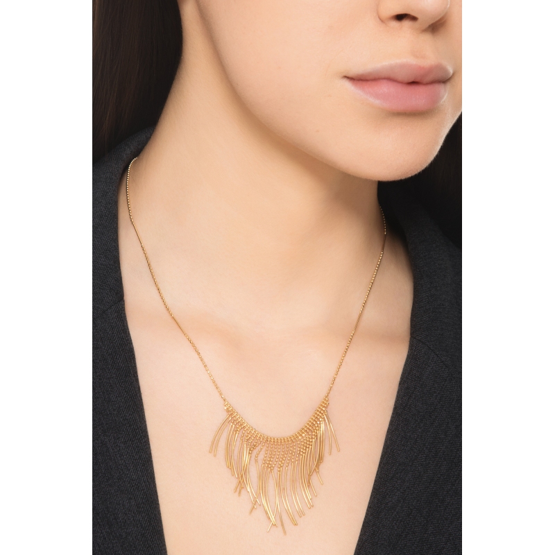 Beaded bohemian necklace in 18kt yellow gold