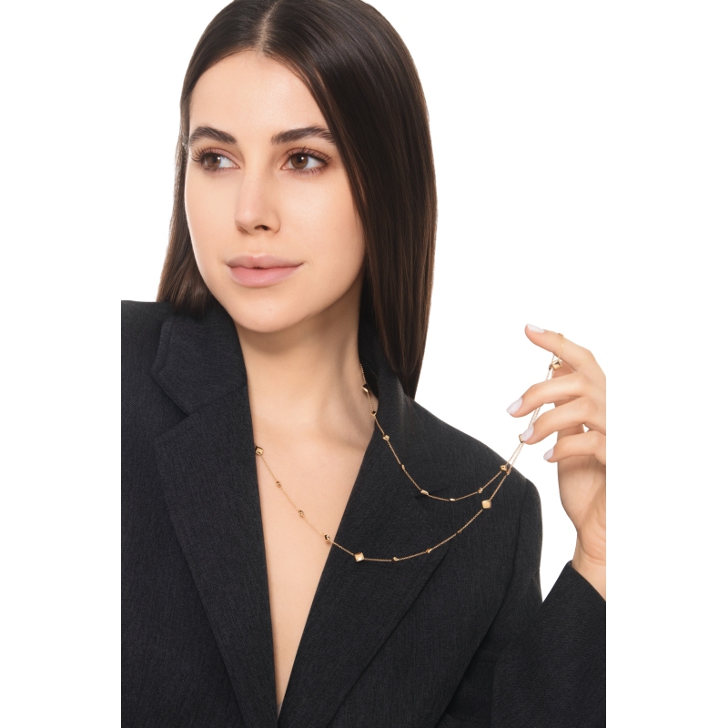 Square necklace in yellow gold 18k, 90 cm
