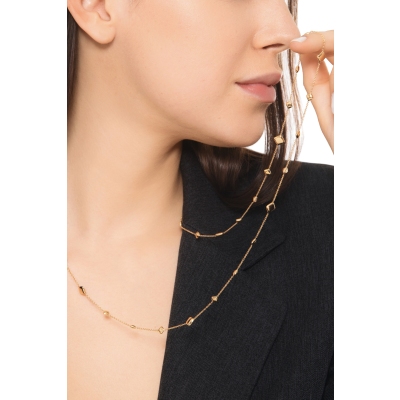Square necklace in yellow gold 18k, 90 cm