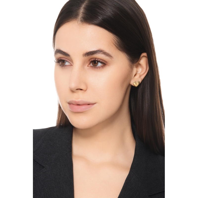 750 yellow gold heart earrings