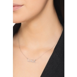 Customizable necklace in 18k white gold block letters, LUCA 2