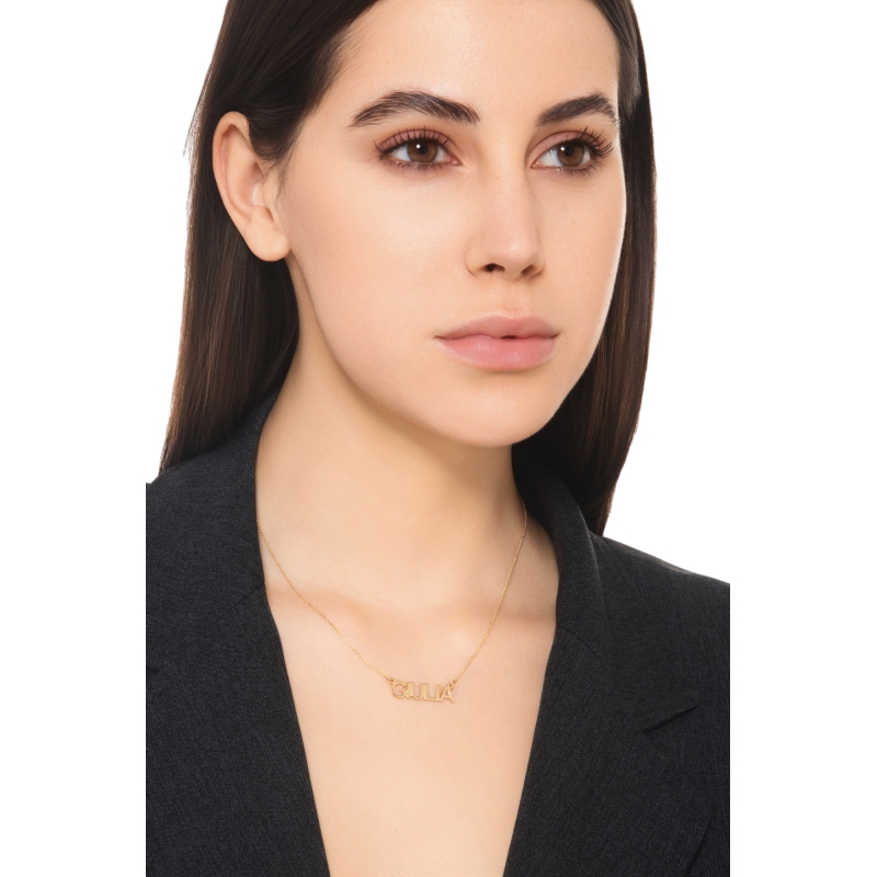 Customizable necklace in 18k yellow gold block letters, GIULIA