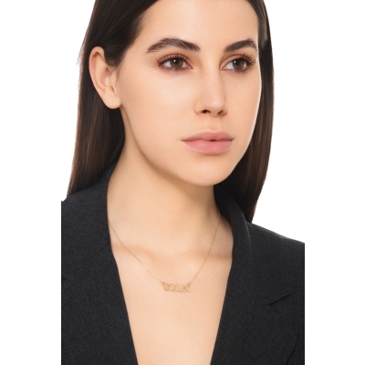 Customizable necklace in 18k yellow gold block letters, GIULIA