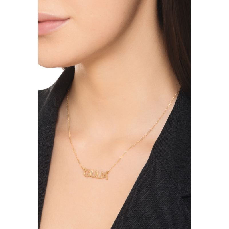 Customizable necklace in 18k yellow gold block letters, GIULIA