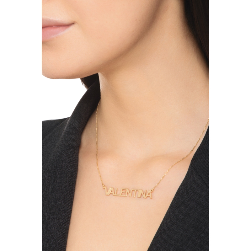 Customizable necklace in 18k yellow gold block letters, VALENTINA