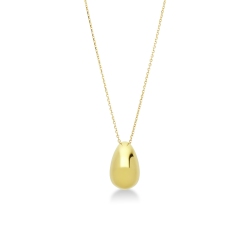 Necklace in yellow gold 18k glossy drop pendant