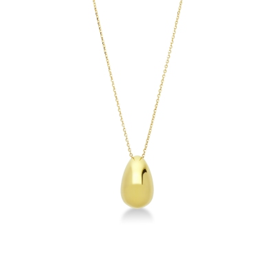 Necklace in yellow gold 18k glossy drop pendant