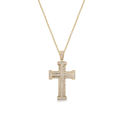 Diamond pave cross pendant in 18kt yellow gold
