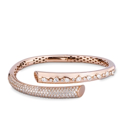 Diamond bypass solid gold bracelet with diamonds