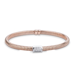 Tubogas bracelet with diamonds in rose 18kt gold