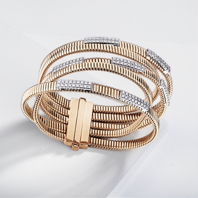 Tubogas diamond bracelet in 18kt gold