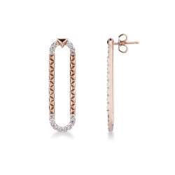 Geometric oval earrings with diamonds in 18kt rose gold