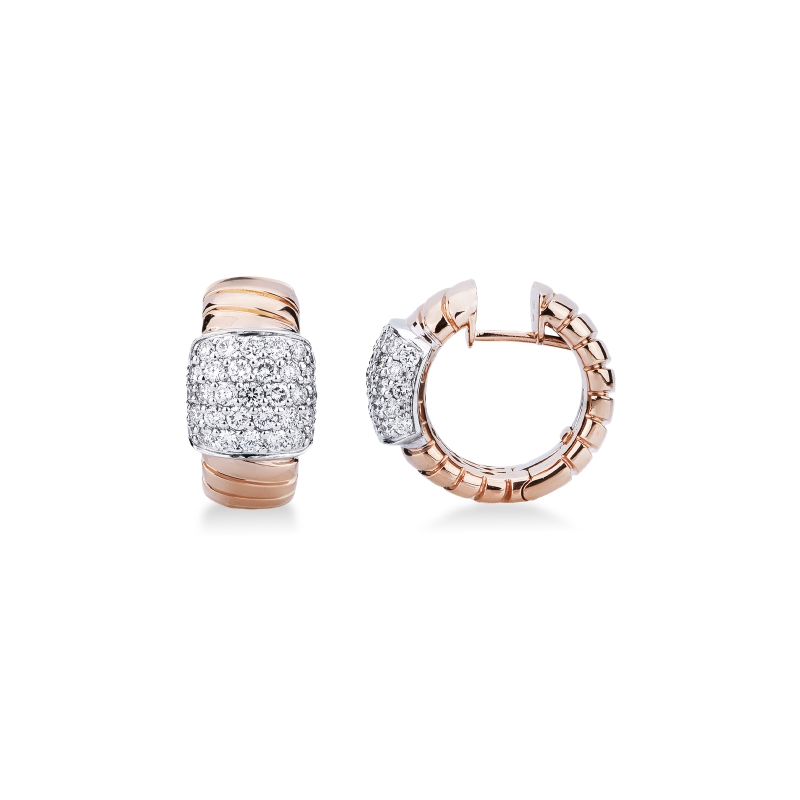 Tubogas oval earrings with diamonds in 18kt rose gold