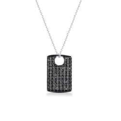 18k white gold necklace with pavè black diamonds pendant
