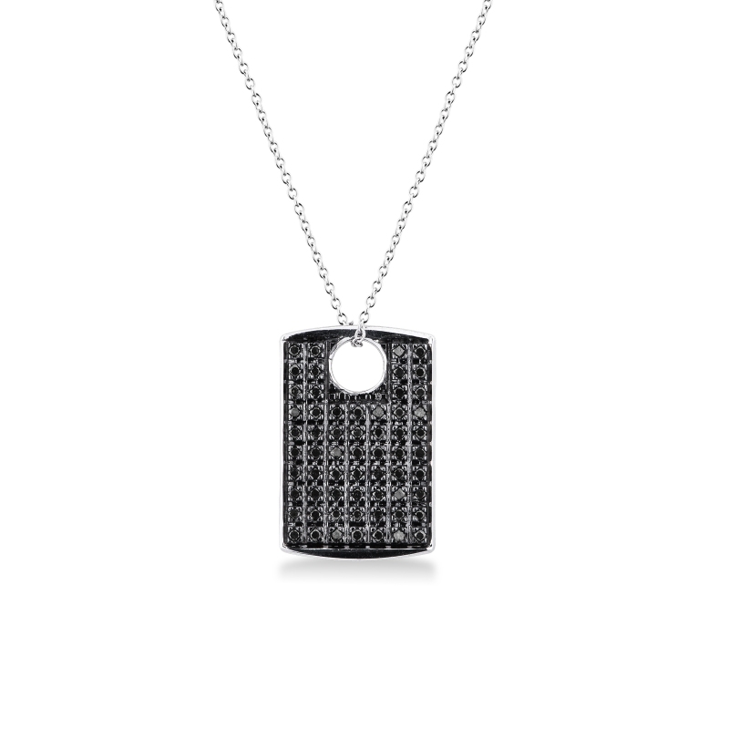 18k white gold necklace with pavè black diamonds pendant