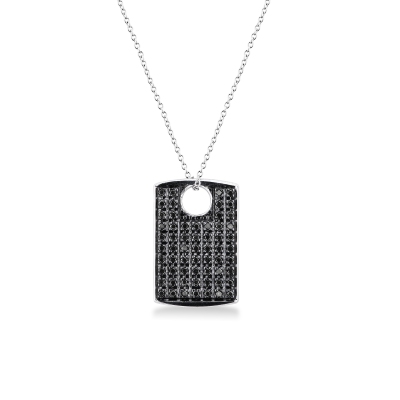 18k white gold necklace with pavè black diamonds pendant