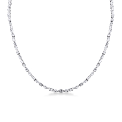 Modern tennis diamond necklace in 18kt white gold