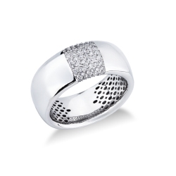 18k white gold band ring men with diamonds