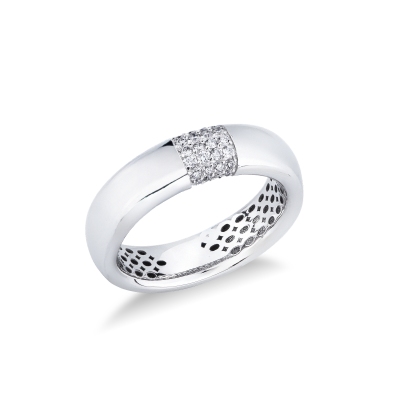 Band ring in white gold 18k with diamonds