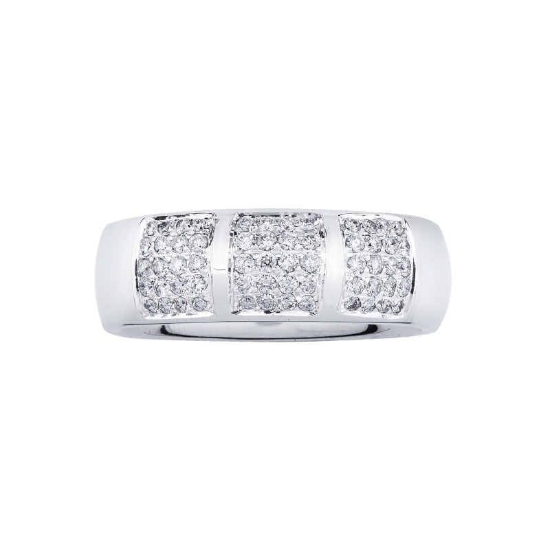 18k white gold men band ring with diamonds