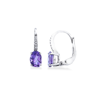 18k white gold drop earrings with amethyst and diamonds 