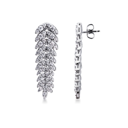 Diamond leaf pendant earrings in 18kt white gold