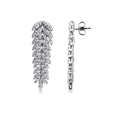 Diamond leaf pendant earrings in 18kt white gold
