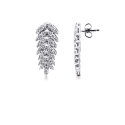 Diamond laurel leaf pendant earrings in 18kt white gold