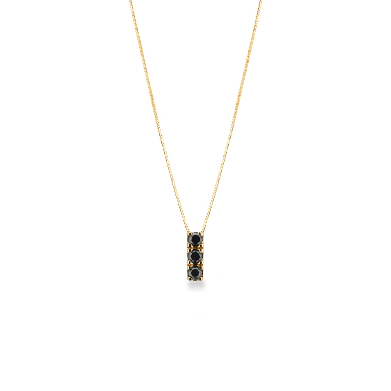 Trilogy black diamond necklace in 18kt yellow gold