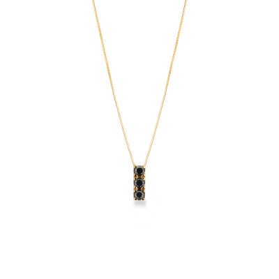 Trilogy black diamond necklace in 18kt yellow gold