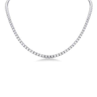 Diamond tennis necklace white diamonds 18kt white gold