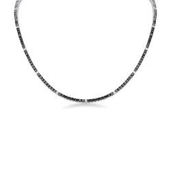Black diamond tennis necklace in 18kt white gold