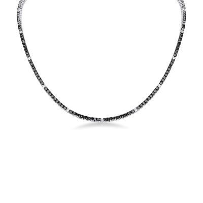 Black diamond tennis necklace in 18kt white gold