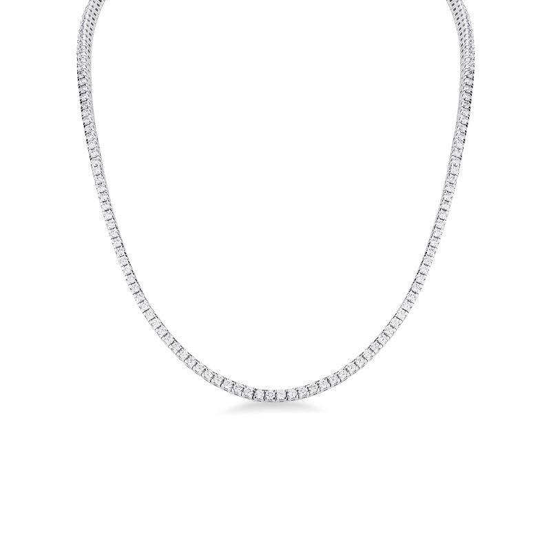 Classic white diamonds tennis necklace in 18kt white gold 