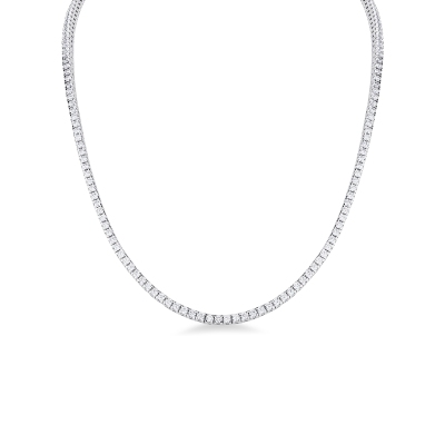 Classic white diamonds tennis necklace in 18kt white gold 