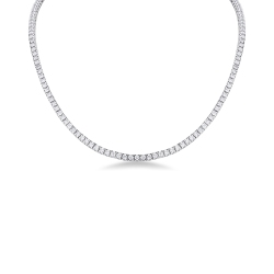 Linear tennis necklace with white diamonds in 18kt white gold