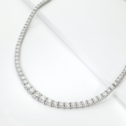 Riviere tennis diamond necklace in 18kt white gold