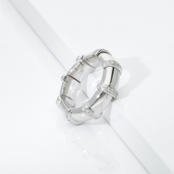 Elastic ring in white gold 18k with pavè diamonds