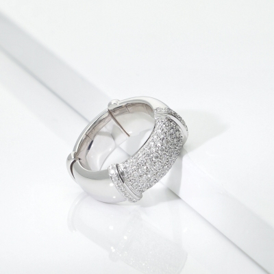 18k white gold pavè diamonds elastic ring