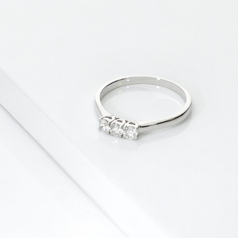 18k White Gold Trilogy Ring with Diamonds, 0.30 ct
