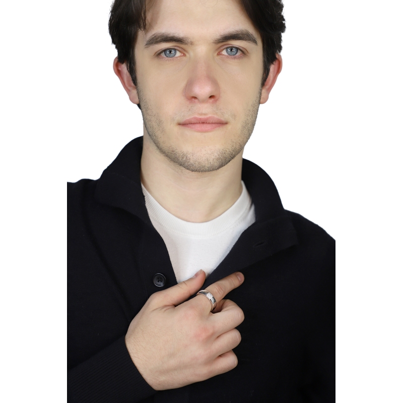 Band ring in white gold 18k with diamonds