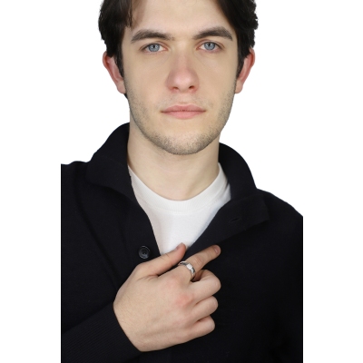 Band ring in white gold 18k with diamonds