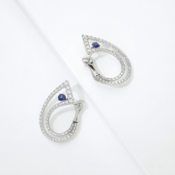 18k white gold earrings with blue sapphires and diamonds