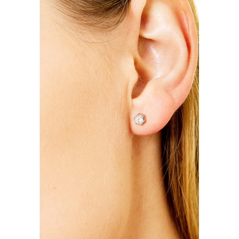 750 white gold 6 prong diamond single earring 